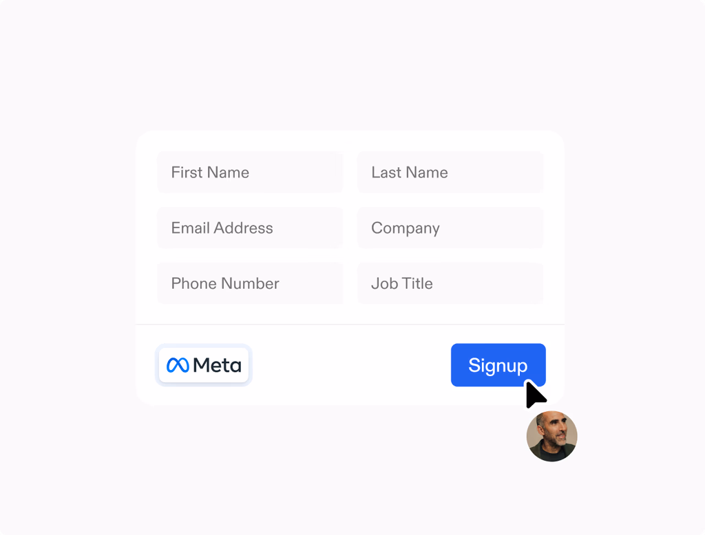 Mockup shows an easy-to-use form builder, connected to a CRM with new lead notifications and automated follow-up emails in an inbox.