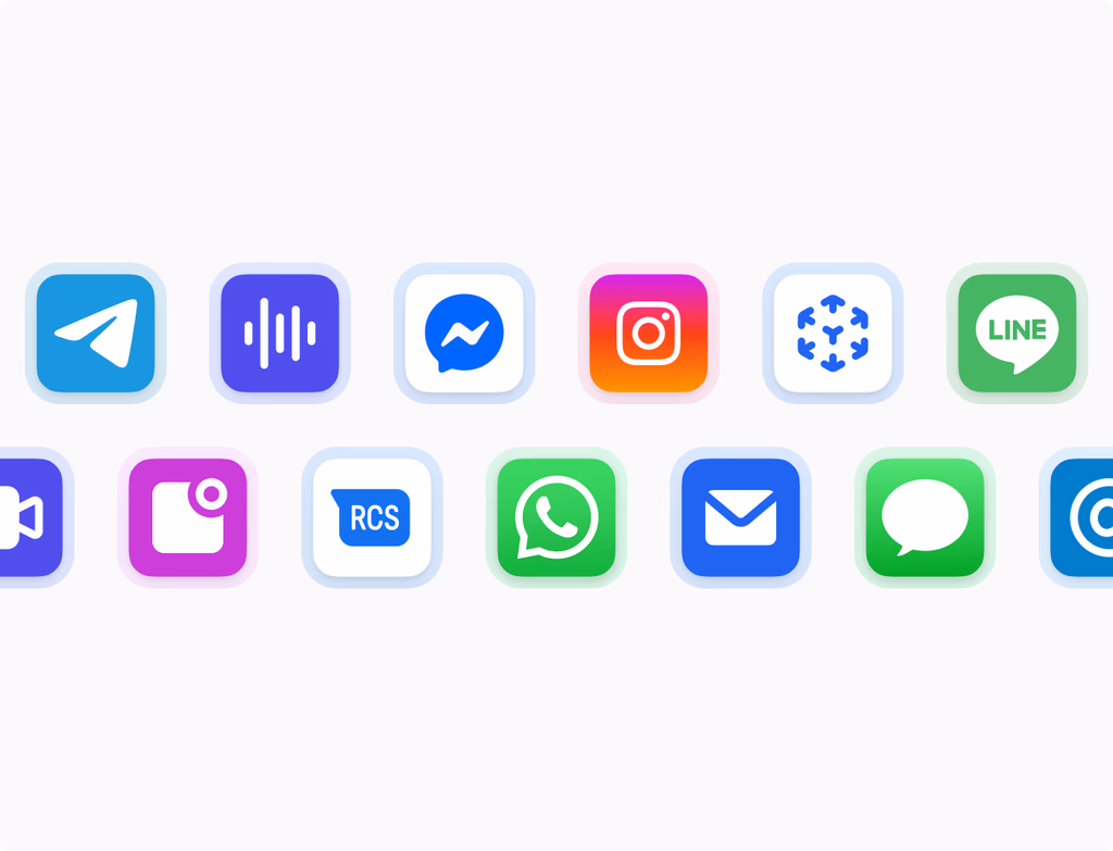 A dashboard showing campaign performance, a landing page with a lead capture form, and a WhatsApp chat window.